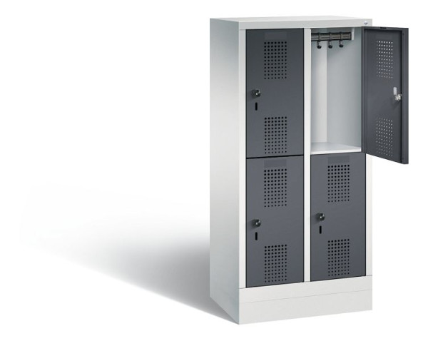 C+P Kindergarten-Spind doppelstöckig Evolo, H1300xB610xT300mm, Farbe: Lichtgrau / Schwarzgrau, 483203-20 S10052