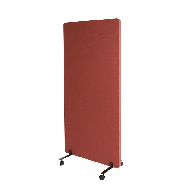 Mendler Akustik-Trennwand HWC-G77, Büro-Sichtschutz Raumteiler Pinnwand, doppelwandig rollbar Stoff/Textil, 167x80cm braun, 79531+71957