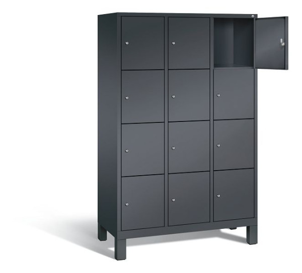 C+P Schließfachschrank Evolo, H1850xB1200xT500mm, Farbe: Schwarzgrau, 48010-324 S10000