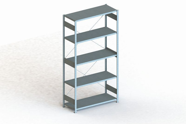 Meta Steckregal Meta CLIP 230 S3 Grundfeld, Höhe: 2500mm, Länge: 1300mm, Tiefe: 500mm, Bodenanzahl: 5, verzinkt, 9900004458