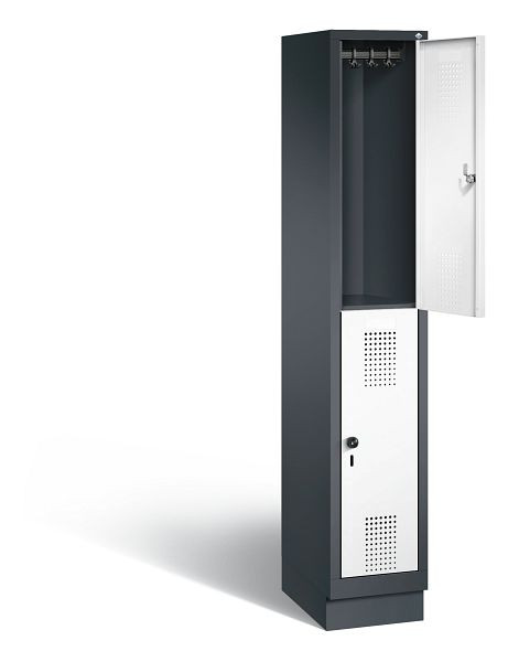 C+P Spind doppelstöckig Evolo, H1800xB320xT500mm, Farbe: Schwarzgrau / Verkehrsweiß, 48320-10 S10105