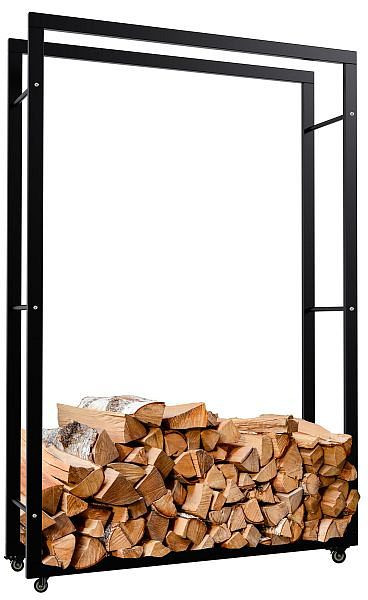 CLP Kaminholzständer Keri mit Rollen 25x100x150 mm, schwarz, 325281