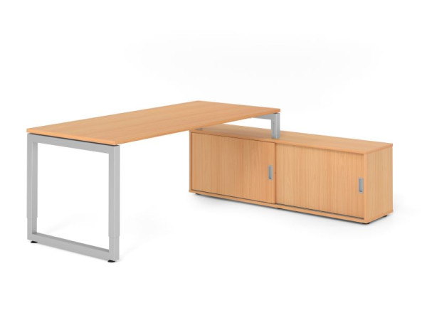 Hammerbacher Aufsatz-Schreibtisch RSE19, 180x80cm, Platte: Buche, 25mm dick, Rahmen Silber, höheneinstellbar, Ahorn, VRSE19SB/6/S/6/6
