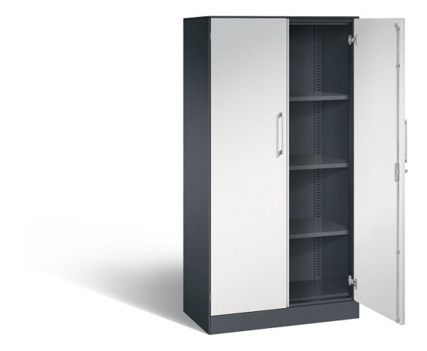 C+P Flügeltürenschrank Asisto, H1635xB800xT435mm, Farbe: Schwarzgrau / Lichtgrau, Bügelgriff, 4 OH, 141013-000 S10118