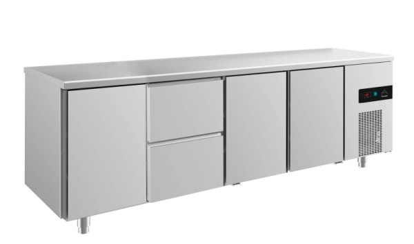 A&S Polarny Kühltisch -2 bis +8°C mit 3x Türen und 1x zwei Schubladen mittig-links, 2330 x 700 x 850 mm, KT4TZTT