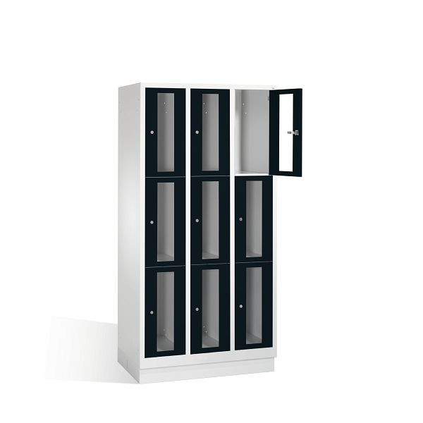C+P Schließfachschrank Classic, H1800xB900xT500mm, Farbe: Lichtgrau / Schwarzgrau, 8020A303 S10004