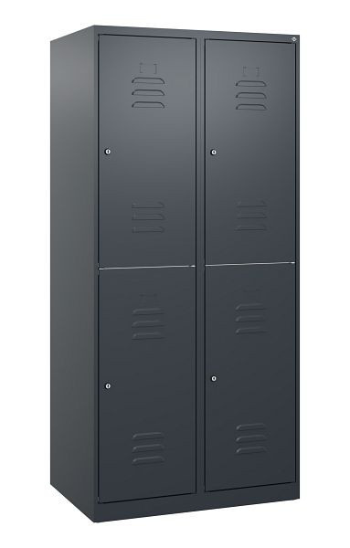 C+P Doppelstöckiger Spind Classic PLUS, 2 Abteile, 1700x800x500mm, 7016/7016, Zylinderschlösser, 0803007-22 S10023