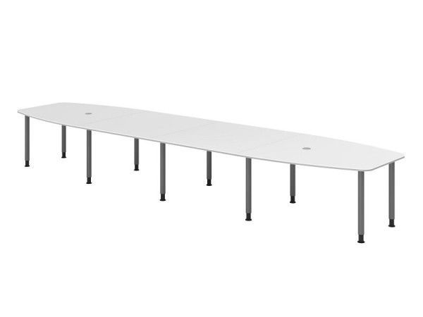 Hammerbacher Konferenztisch KT52C, 520 x 130 cm, Platte: Weiß, 25mm dick, 2 mm Duo-Kante, Zehn-Fuß-Gestell graphit, Arbeitshöhe 72-74 cm, VKT52C/W/G