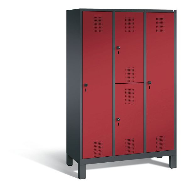 C+P Kombi-Spind Evolo, H1850xB1200xT500mm, Farbe: Schwarzgrau / Rubinrot, 48610-32 S10020