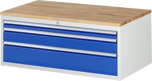 RAU Schubladenschrank Serie 7000, B1145xT650xH465mm, Schubladen: H60, H120, H180mm mit Einzelauszugssicherung, Buche-Massiv-Arbeitsplatte, 03-XXL2.1A-B.11