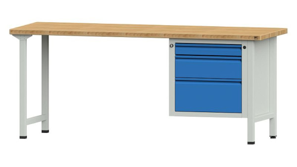 ANKE Werkbänke Kombiwerkbank, Modell 730 E, 2000 x 700 x 840 mm, RAL 7035/5012, BMP 40 mm, 510.808