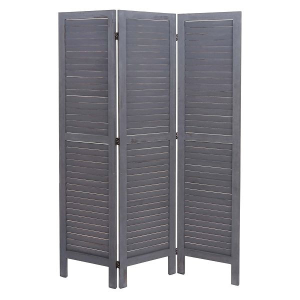 Mendler Paravent HWC-G30, Trennwand Sichtschutz Raumteiler, Shabby-Look 170x120cm, grau, 67520