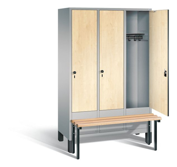 C+P Garderobenschrank Evolo, H1850xB1200xT815mm, Farbe: Weißaluminium / Dekor Donau-Ahorn, 48030-32 S10155