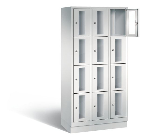 C+P Schließfachschrank Classic, H1800xB900xT500mm, Farbe: Weißaluminium / Enzianblau, 8020A304 S10010