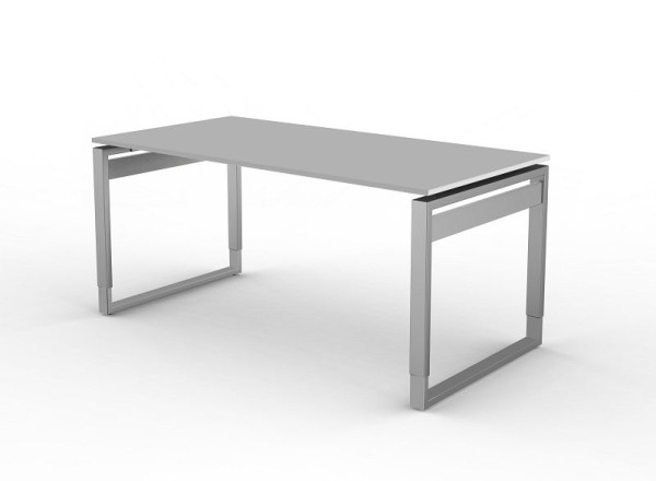 Kerkmann Schreibtisch mit Bügelgestell, Form 5, B 1600 x T 800 x H 680-820 mm, lichtgrau, 11404111