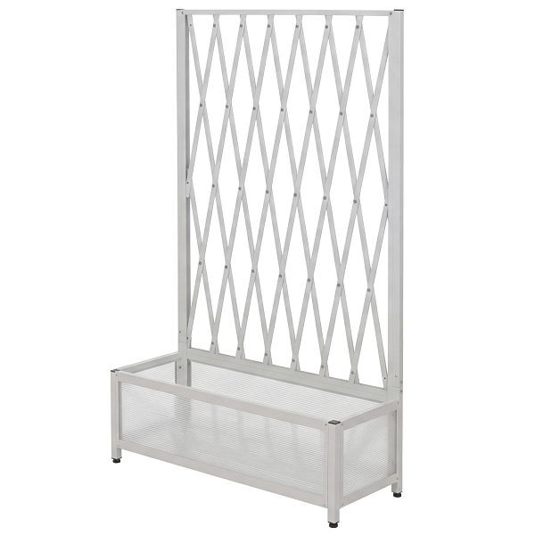Mendler Alu-Rankgitter HWC-G21, Scherengitter Rankhilfe Blumenkasten Pflanzkübel, Stahl 152x90x35cm, weiß, 120578
