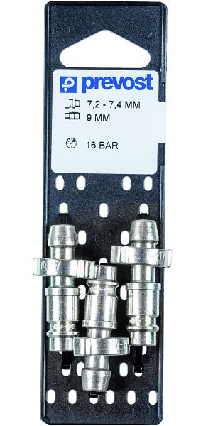 Prevost Nippel 7,2-7,4 für Schlauchanschluss + Ohrklemme auf Lochplatte, für Schlauch mit Innen-Ø= 6 mm, VE: 3 Stück, ERP 076806P3