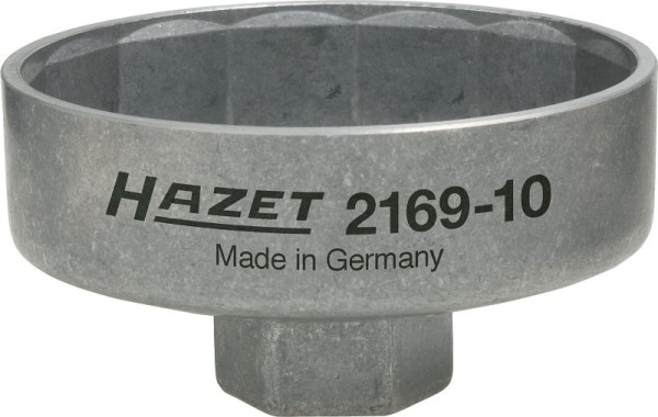 Hazet Ölfilter-Schlüssel, Vierkant hohl 10 mm (3/8 Zoll), Außen-14-kant Profil, 82 mm, 2169-10
