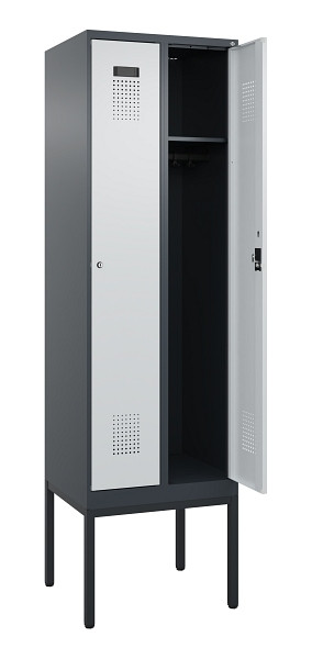 C+P Spind Evolo PLUS, Gestell, 2 Abteile, 2120x600x500mm, 7016/7035, Verschluss Zylinderschloss, Ablageböden 2, 0490307-20 S10044