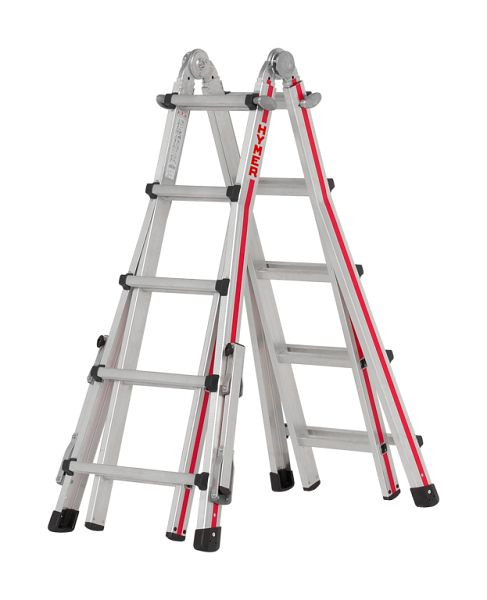 HYMER Teleskopleiter „TELESTEP“, 4x5 Sprossen, Länge Anlegeleiter 2,90 - 5,14 m, Standhöhe (Stehleiter): 1,8 m, Standhöhe (Anlegeleiter): 4,1 m, 814220