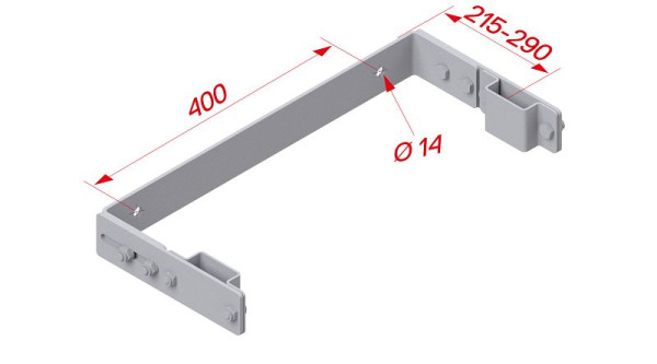 HYMER Wandhalter U-Form, Stahl verzinkt, verstellbar 215-290 mm, 20010127