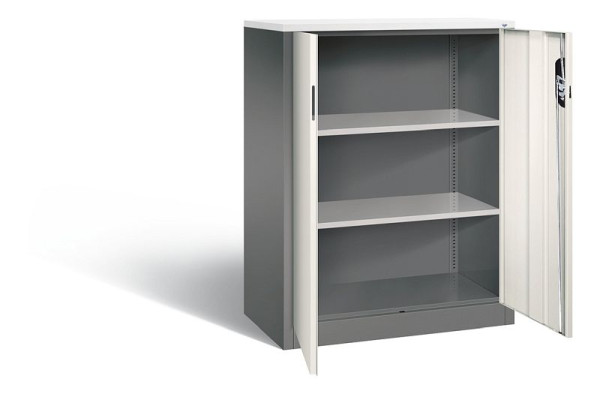 C+P Büroschrank Acurado, H1200xB930xT500mm, Farbe: Vulkangrau / Perlweiß, Muldengriff, 3 OH, 9287-1200 S10109