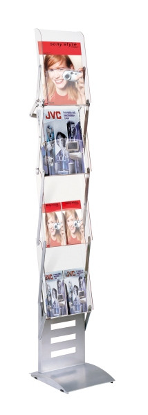 Kerkmann Prospektständer Tec-Art Folder, B 260 x T 300 x H 1550 mm, alusilber/transparent, 41699114