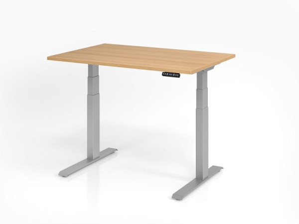 Hammerbacher Schreibtisch XDKB12, 120 x 80 cm, Platte: Eiche, 25 mm dick, ABS-Dickkante, Rechteckform, VXDKB12/E/S