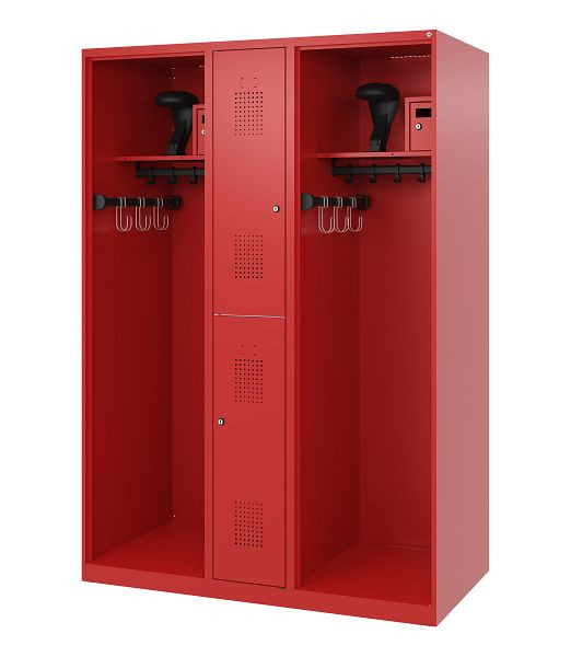 C+P Feuerwehrspind Evolo, Modell MAXI, 2 Abteile, H1850B1300T600 mm, Feuerrot, Helmhalter, 0496315-030 S10005