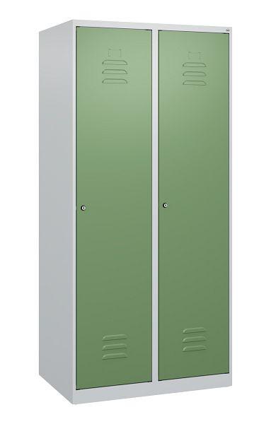 C+P Umkleidespind Classic PLUS mit Mitteltrennwand, 2 Abteile, 1700x800x500mm, 7035/6011, Zylinderschlösser, 0800007-22F S10019