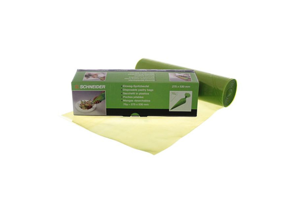 Schneider EW-Spritzbeutel, ECO, geschlossene Spitze, 530 x 275 mm, 70 µ, gerollt, Farbe grün, VE: 100 Stück/Box, 391820