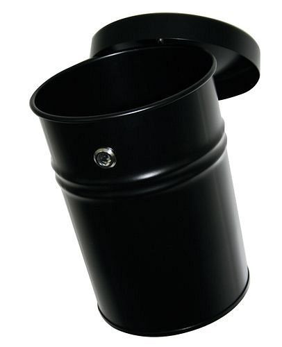 DENIOS Selbstlöschender Abfallbehälter zur Wandmontage, 24 Liter, Stahl, schwarz, 180-752