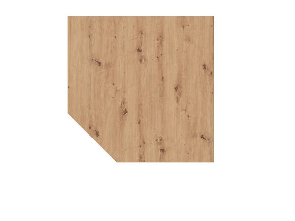 Hammerbacher Verkettungsplatte LT12, 120 x 120 cm, Platte: Asteiche, 25 mm dick, Quadratform mit abgeschrägter Ecke, Stützfuß in Weiß, VLT12/R/W