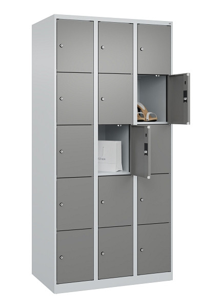 C+P Schließfachschrank Evolo PLUS, 15 Fächer, 1850x900x500mm, 7035/0004, 049000-305 S10014