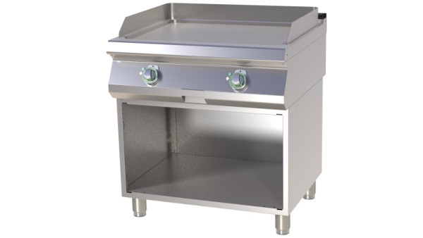 A&S Gastro Elektro-Grillplatte mit Unterbau glatt mit 2 Heizzonen, FTH-780E