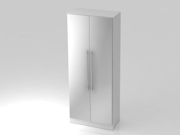 Hammerbacher Garderobenschrank 5OH, Sockelblende, Relinggriff Weiß/Silber, 80x42x200,4 cm (BxTxH), V7200/W/S/RE