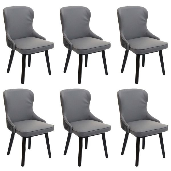 Mendler 6er-Set Esszimmerstuhl HWC-M60, Polsterstuhl Küchenstuhl Lehnstuhl Stuhl, Stoff/Textil Massiv-Holz, dunkelgrau-hellgrau, 3x104713