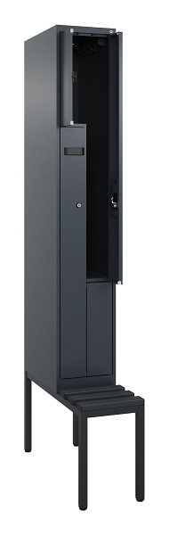C+P Z-Spind Evolo PLUS, Bank, 2 Fächer, 2120x300x815mm, 7016/7016, Zylinderschloss, Sitzfläche Kunststoff, Sitzbank, 0490537-102 S10097