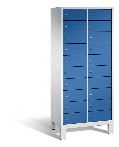 C+P Schließfachschrank Evolo, 20 Fächer, H1850xB810xT500 mm, Grau/Enzianblau, 48010-2210 S10060