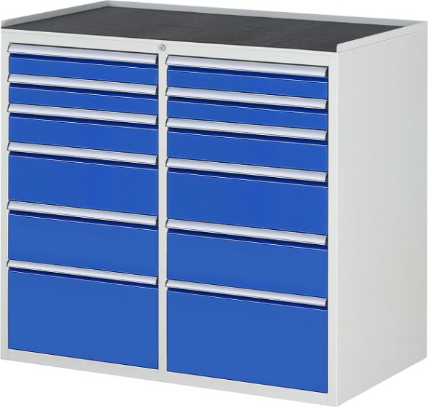 RAU Schubladenschrank Serie 7000, B1145xT650xH1035mm, li: 2xH90, H120, 2xH180, H270mm, re: 2xH90, H120, 2xH180, H270mm, Metallauflage, 03-LL7.7.7A-MT.11