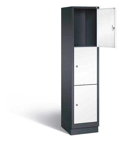 C+P Schließfachschrank Evolo, H1800xB420xT500mm, Farbe: Schwarzgrau / Verkehrsweiß, 48020-123 S10106