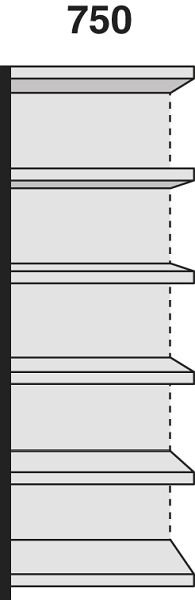 Kerkmann Regalfeld Stora 100, B 750 x T 300 x H 2250 mm, schwarz/lichtgrau, 51244515