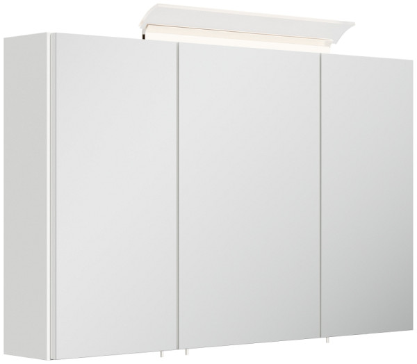 Posseik Spiegelschrank 120cm inkl. Design LED-Lampe und Glasböden weiss hochglanz, PSPS120CM1000002DE