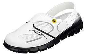 ABEBA ESD-Berufsschuhe Dynamic Clog weiß/ schwarz ESD, OB, Fersenriemen klappbar, verstellbar, Mikrofaser mit atmungsaktiven Textileinsätzen, 37345-46