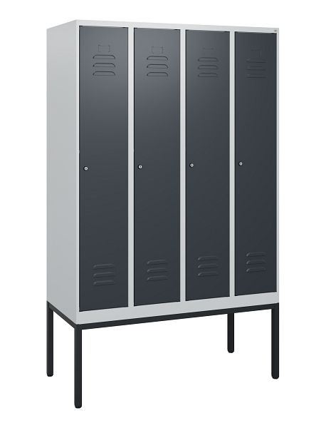 C+P Umkleidespind Classic PLUS, Gestell, 4 Abteile, 1950x1200x500mm, 7035/7016, Zylinderschlösser, 0800305-40 S10023