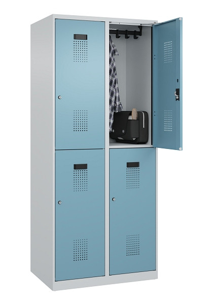 C+P Doppelstöckiger Spind Evolo PLUS, 4 Fächer, 1850x800x500mm, 7035/0010, Zylinderschloss, 049300-22 S10036