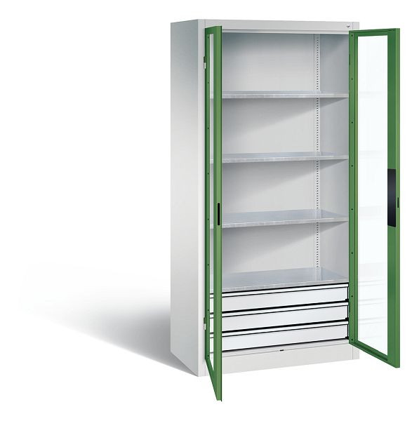 C+P Werkzeugschrank Acurado, H1950xB930xT500mm, Farbe: Lichtgrau / Resedagrün, Muldengriff, 8921-5532 S10007