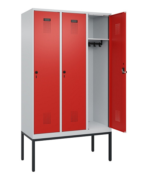 C+P Spind Evolo PLUS, Gestell, 3 Abteile, 2120x1200x500mm, 7035/3020, Verschluss Drehriegel, Ablageböden 3, 0490307-32 S10005