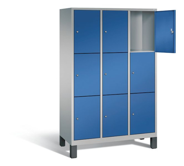 C+P Schließfachschrank Evolo, H1850xB1200xT500mm, Farbe: Weißaluminium / Enzianblau, 48010-323 S10218