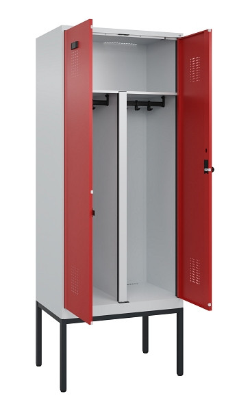 C+P PSA Doppel-Spind Evolo PLUS, Gestell, 2 Abteile, 2120x800x500mm, 7035/3000, Drehriegel, 0490327-22P S10003